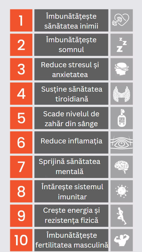 Ashwagandha beneficii top 10